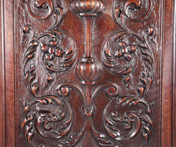 25" Tall Antique French Solid Walnut Wood Highly Carved Panel Salvage