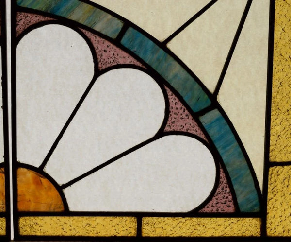 Pair of Vintage French Art Deco Stained Glass Panels with Copper Frames