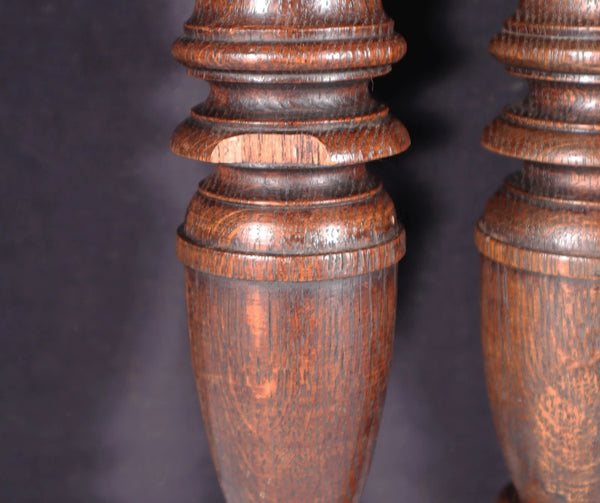 17" Pair of French Antique Solid Oak Wood Posts/Pillars/Trim Salvage