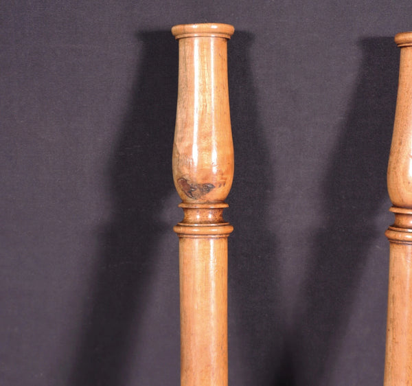 12" Tall Pair of French Antique Solid Walnut Wood Posts/Pillars/Trim Salvage