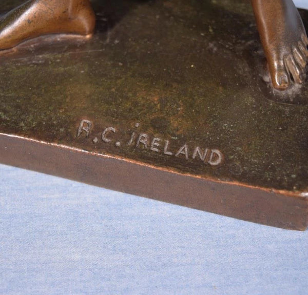 Antique French Nude Bronze Sculpture of a Woman by R.C. Ireland (1882-1921)