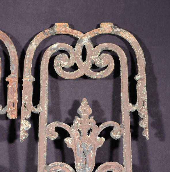 32" Tall Pair of Large French Antique Cast Iron Window Grilles Panels