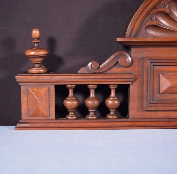 29" French Antique Crest/Pediment/Crown in Carved Walnut and Rosewood
