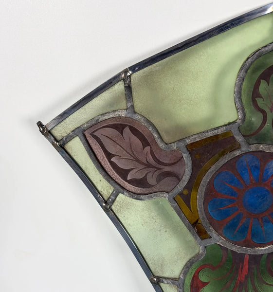 16" Tall Antique Belgian Stained/Leaded Glass Panel by Bertrand Bardenhewer