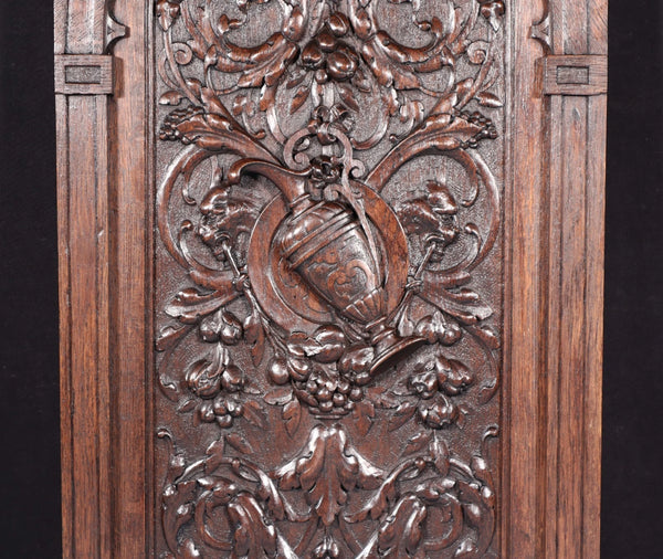 24" Tall Antique French Solid Oak Wood Louis XVI Panel Highly Carved
