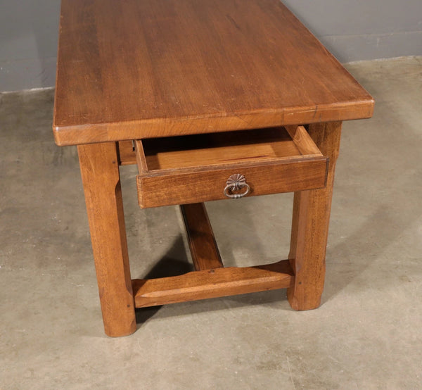 Vintage French Farm Trestle Table/Dining Table/Desk with Drawer in Hardwood