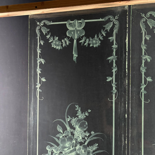 47" Tall Pair of Antique French Etched Beveled Glass Windows Frosted Glass