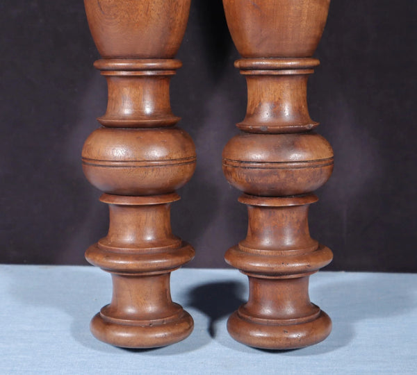 25" Tall Pair of French Antique Solid Walnut Wood Posts/Pillars/Trim Salvage