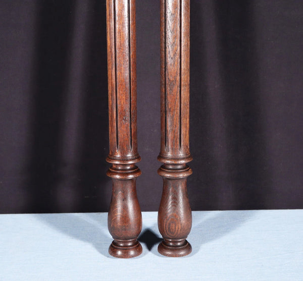 39" Pair of French Antique Solid Oak Wood Posts/Pillars/Trim Salvage