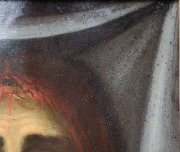 Antique Framed Oil on Copper Painting of The Shroud Of Turin/Holy Shroud/Jesus