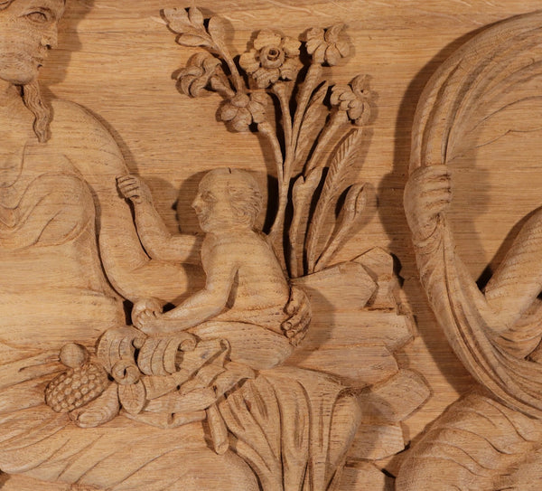 Large Vintage Highly Carved Panel Solid Oak After "The Tellus Panel" in Rome