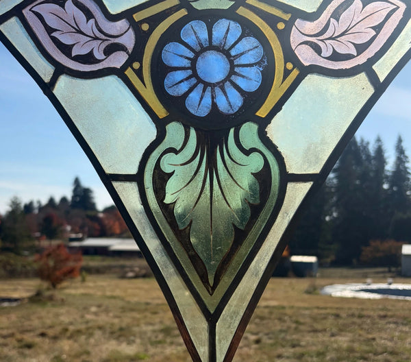 16" Tall Antique Belgian Stained/Leaded Glass Panel by Bertrand Bardenhewer