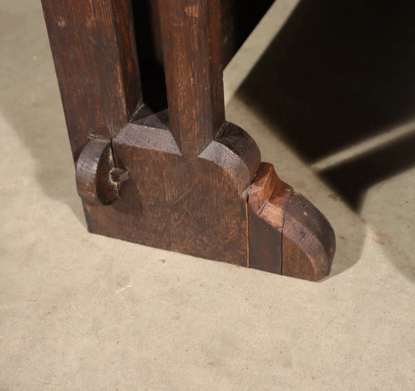 Pair of 79" Long Antique Gothic Revival Solid Oak Wood Prayer Church Rails