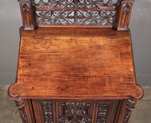 Antique French Solid Walnut Wood Church Prie Dieu/Prayer Cabinet/Altar Christian