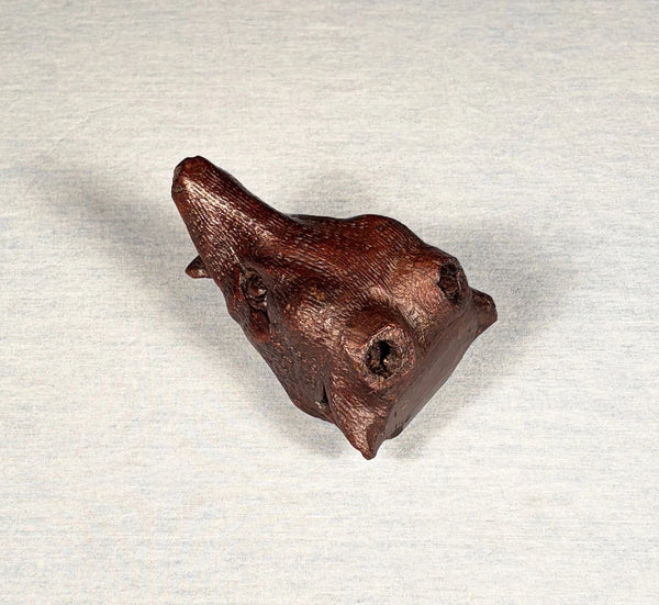 5" Tall French Antique Highly Carved Deer Head in Solid Oak Wood Trim Piece