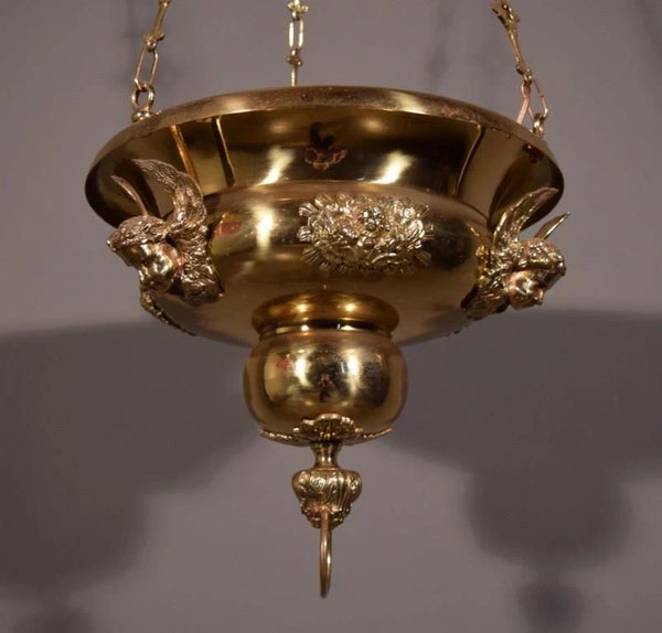 Vintage French Bronze Sanctuary/Pendant Chandelier/Incense Burner with Angels