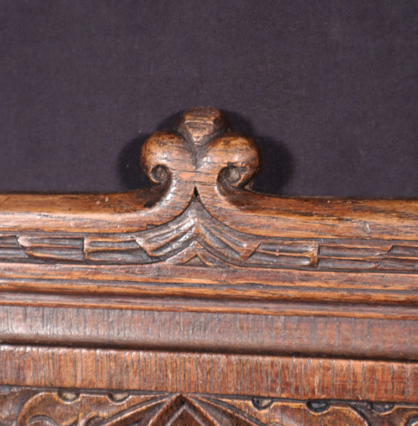 French Antique Gothic Revival Panel in Solid Oak Wood Salvage Early 1900's
