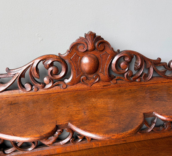 Antique French Renaissance Sideboard/Buffet in Solid Oak Highly Carved Wood
