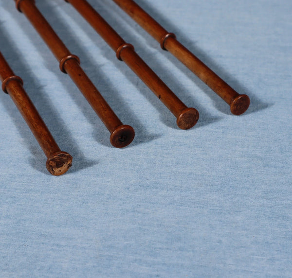 18" Tall Set of Four French Antique Solid Walnut Wood Posts/Pillars/Trim Salvage130