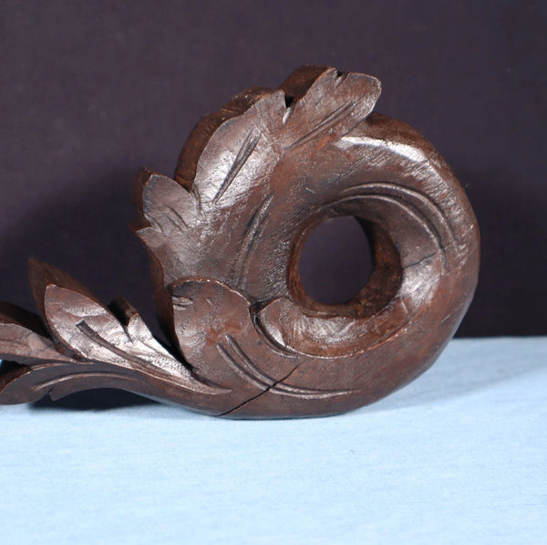 8" Wide Pair of Highly Carved Solid Oak Wood French Trim Pieces Salvage