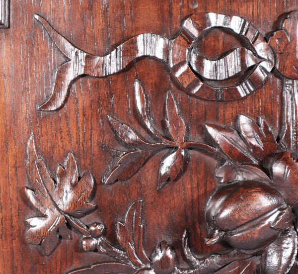 23" Wide Antique French Solid Oak Wood Louis XVI Panel Highly Carved
