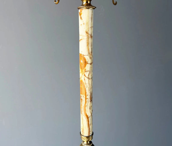 69" Tall Ornate Vintage Brass & Onyx Marble Coat/Hat Rack Hall Tree/Stand