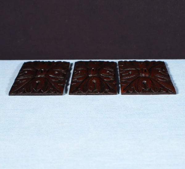 Set of 4" French Antique Highly Carved Corbels/Trim/Brackets Solid Oak Wood