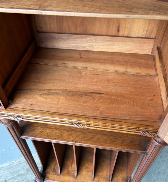 French Antique Narrow Walnut Bookcase/Display Case with Locking Door