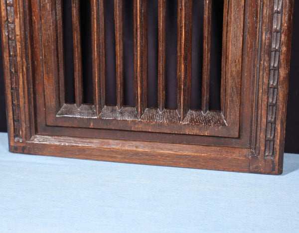 French Antique Gothic Revival Panel in Solid Oak Wood Salvage Early 1900's