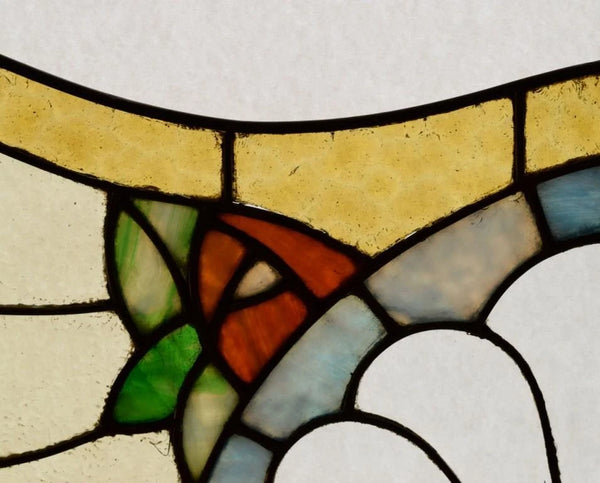 Pair of Vintage French Art Deco Stained Glass Panels with Copper Frames