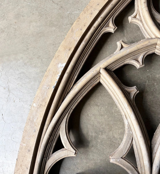 14 Foot Tall XL Antique Belgian Gothic Architectural Solid Oak Window Frame