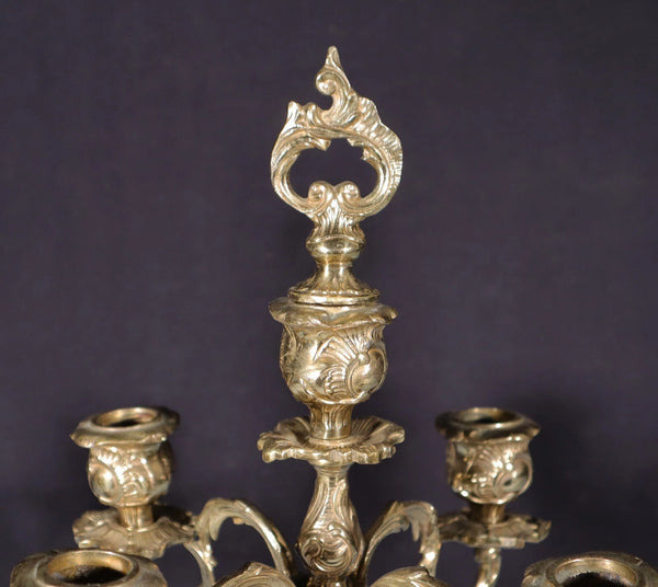 19" Tall Pair of Louis XV Vintage French Bronze Candelabra Candlesticks