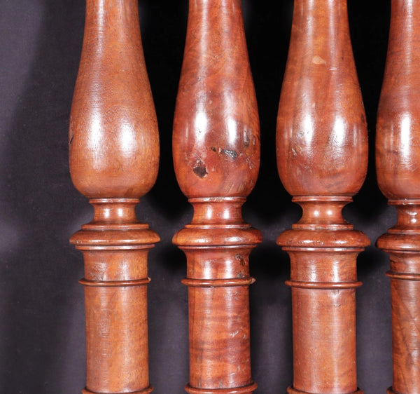 15" Set of Four French Antique Solid Mahogany Wood Posts/Pillars/Trim Salvage