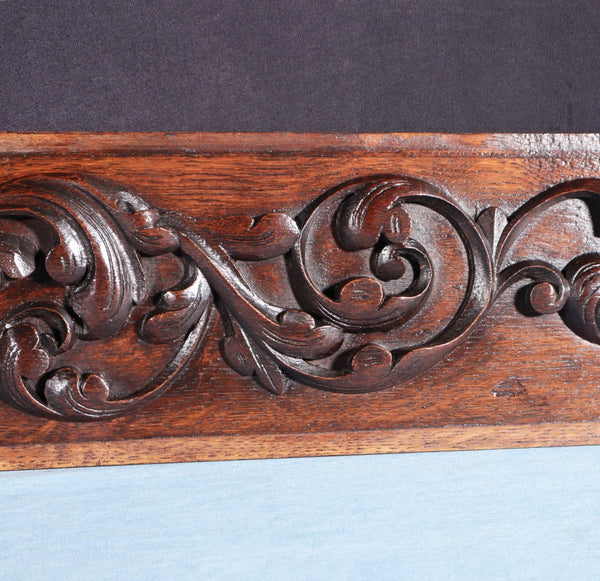 40" Wide French Antique Solid Oak Wood Highly Carved Crest/Decorative Panel
