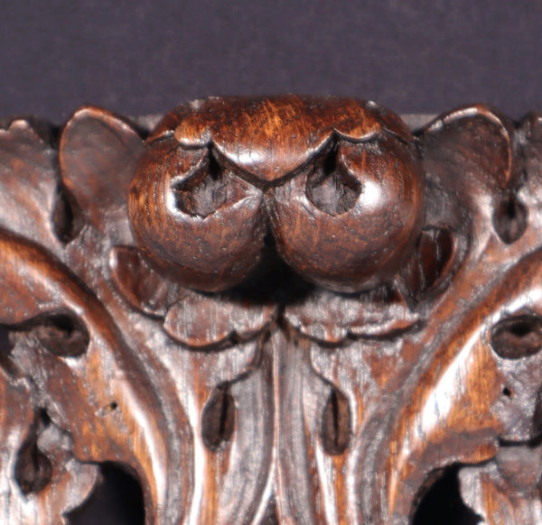 Pair of 3" French Antique Highly Carved Trim/Brackets/Corbels Solid Oak Wood