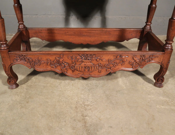 Antique French Petrin (Dough Box) in Highly Carved Solid Walnut and Pine Wood