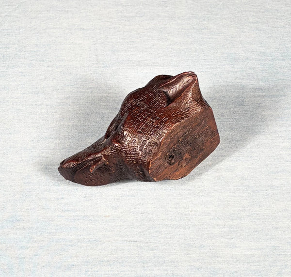 5" Tall French Antique Highly Carved Deer Head in Solid Oak Wood Trim Piece