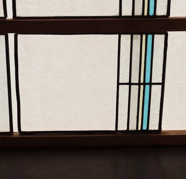 Set of 6 Vintage Art Deco French Stained Glass Panels with Textured Glass