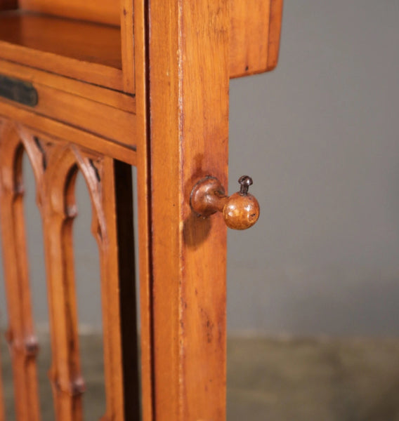 Antique French Gothic Revival Solid Oak Upholstered Prayer Chair (Prie Dieu)