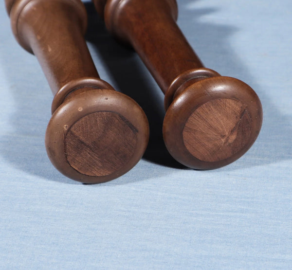 15" Tall Pair of French Antique Solid Walnut Wood Posts/Pillars/Trim Salvage
