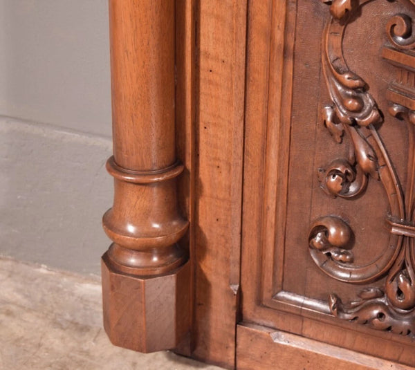 88" Wide Antique French Panel/King Size Headboard in Solid Walnut w/Knight