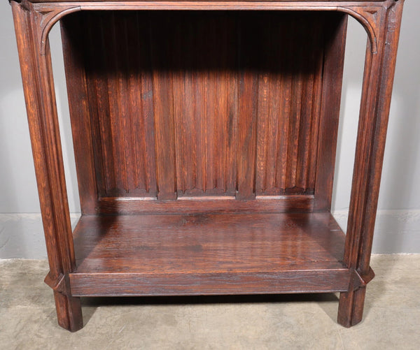 Antique French Gothic Revival Cabinet Highly Carved in Oak Wood w/Figures