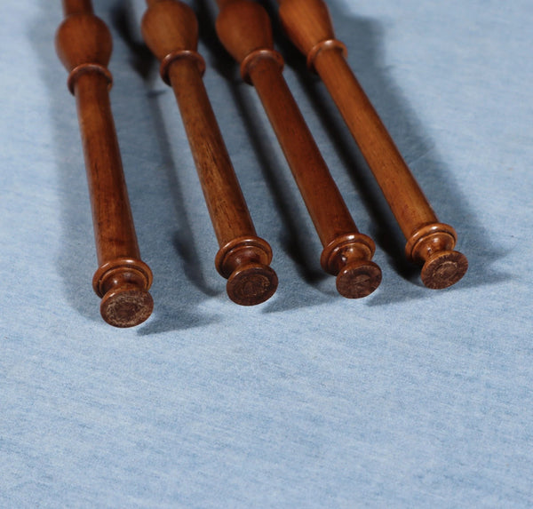 18" Tall Set of Four French Antique Solid Walnut Wood Posts/Pillars/Trim Salvage130