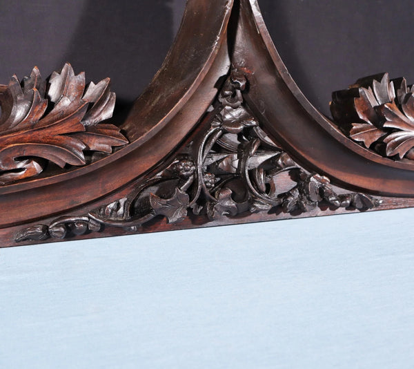 66" Wide Antique French Gothic Revival Crest/Pediment in Solid Walnut & Oak Wood