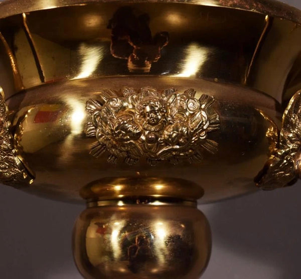 Vintage French Bronze Sanctuary/Pendant Chandelier/Incense Burner with Angels