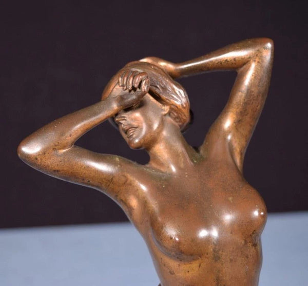 Antique French Nude Bronze Sculpture of a Woman by R.C. Ireland (1882-1921)