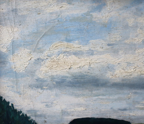 24" Wide Framed Antique Oil/Canvas Painting of a Belgian Landscape