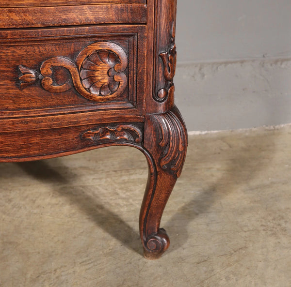 Antique French Louis XV Oak Dresser/ Commode/ Chest of Drawers Highly Carved