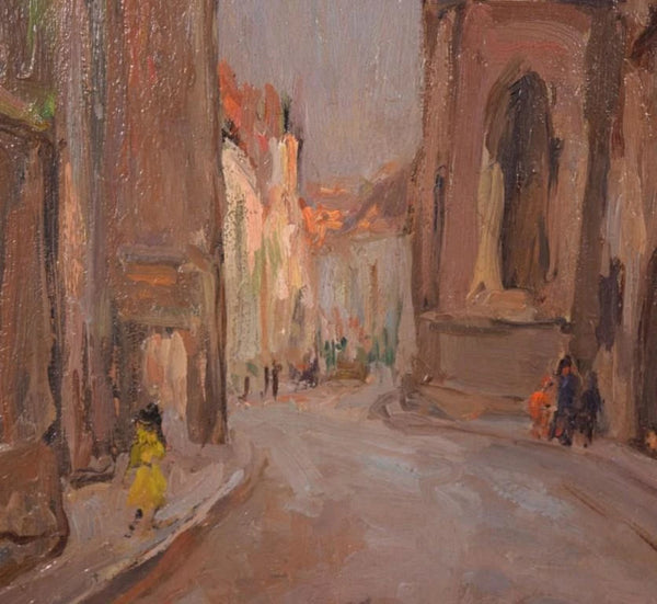 Antique Signed Oil on Panel Painting Maurice Van Middel of St John's Hospital