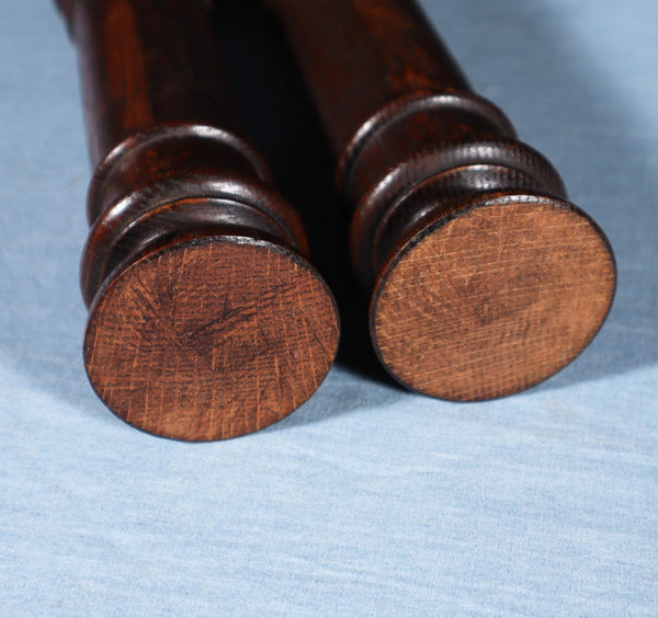 17" Pair of French Antique Solid Oak Wood Posts/Pillars/Trim Salvage
